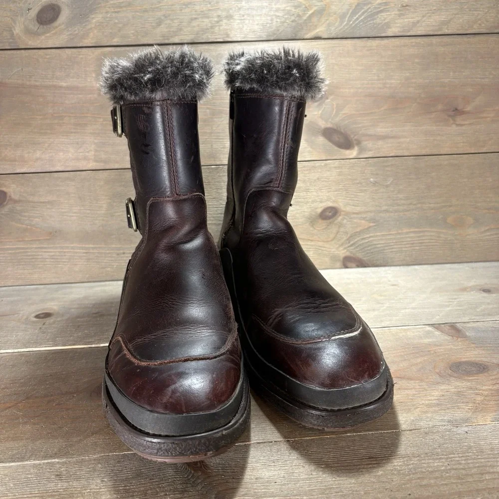 merrell tremblant ezra womens size 9.5 shoes brown leather fur waterproof boots